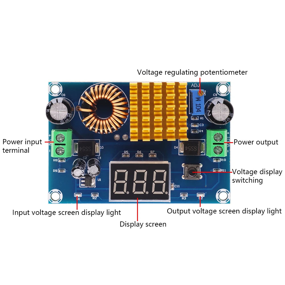 XH-M411 DC 3V-35V to DC 5V-45V Boost Converter Module Voltage Regulator Adjustable Step Up Voltmeter Digital Display Module