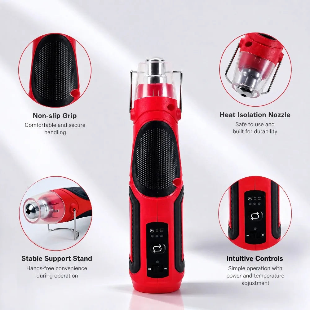 Cordless Mini Hot Air Gun Lithium Battery Rechargeable Handheld Heat Gun for DIY Rubber Stamp Shrink Plastic Embossing Powder