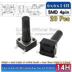 20pcs SMD Tactile Switch 6*6*4.3mm 6x6x5/6/7/8/9/10/11/12/13/14mm 6X6 4-Pin SMT Induction Oven Touch Tactile Button Micro Switch