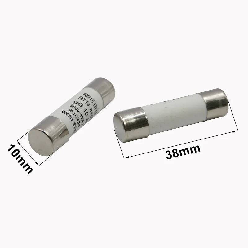 5pcs RO15 Ceramic fuse 10x38mm 0.5A 1A 2A 3A 4A 5A 6A 8A 10A 16A 20A 25A 32A 10*38mm 500V R015 10*38 10X38 FUSE