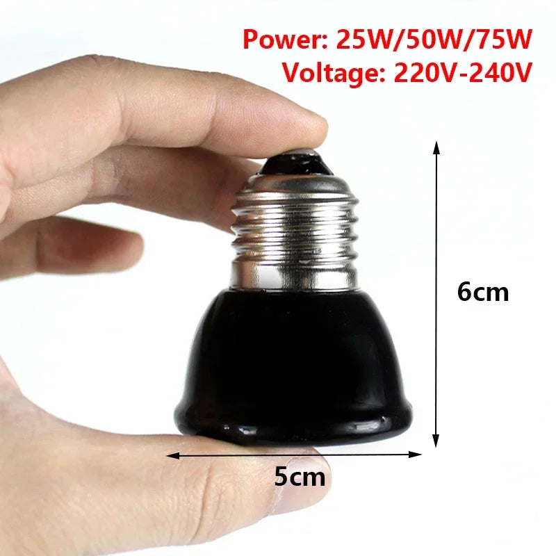 Reptile Ceramic Heat Emitter Mini Black Infrared Lamp 25W/50W/75W/100W For Lizard Snake Bearded Dragon Brooder Chickens Pet