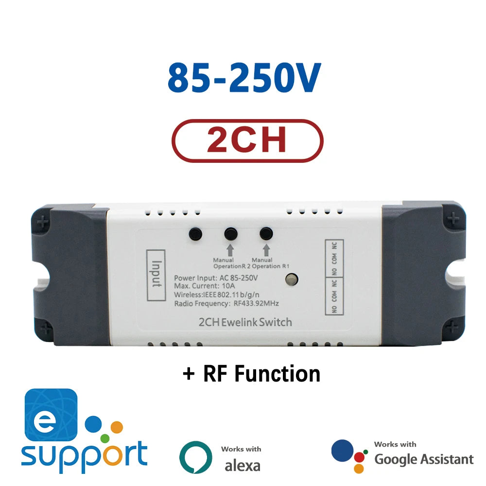 1/2/4CH EWeLink WIFI Smart Switch 7-32V 85-250V 220V Wireless Remote Control Relay Module For Garage Door Access Alexa Google
