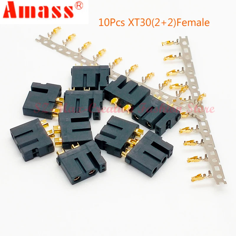 5/10/20Pairs Original Amass XT30(2+2)  XT30PB(2+2) Male Female Gold Plated Plug with Signal Pin for RC Drone Aircraft Car