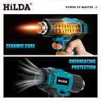 HILDA Cordless Heat Hot Air Gun Temperature Adjustment Electric Shrink Wrapping Tool Dryer With Nozzles for Makita 18V Battery