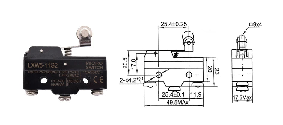 LXW5-11N1 LXW5-11G2 Z-15G LXW5 Micro Limit Travel Switch Horizontal Rotary Roller Lever Arm Hinge 3 Screw Terminal Microswitch