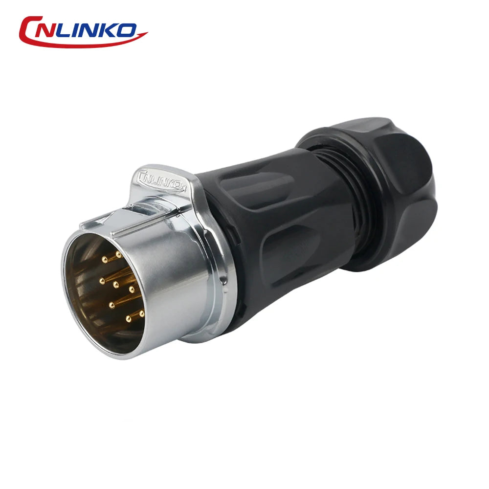 CNLINKO M24 PBT Waterproof Circular Solder Type Connector Female Plug+Male Mating Socket for Industrial Signal & Power Systems