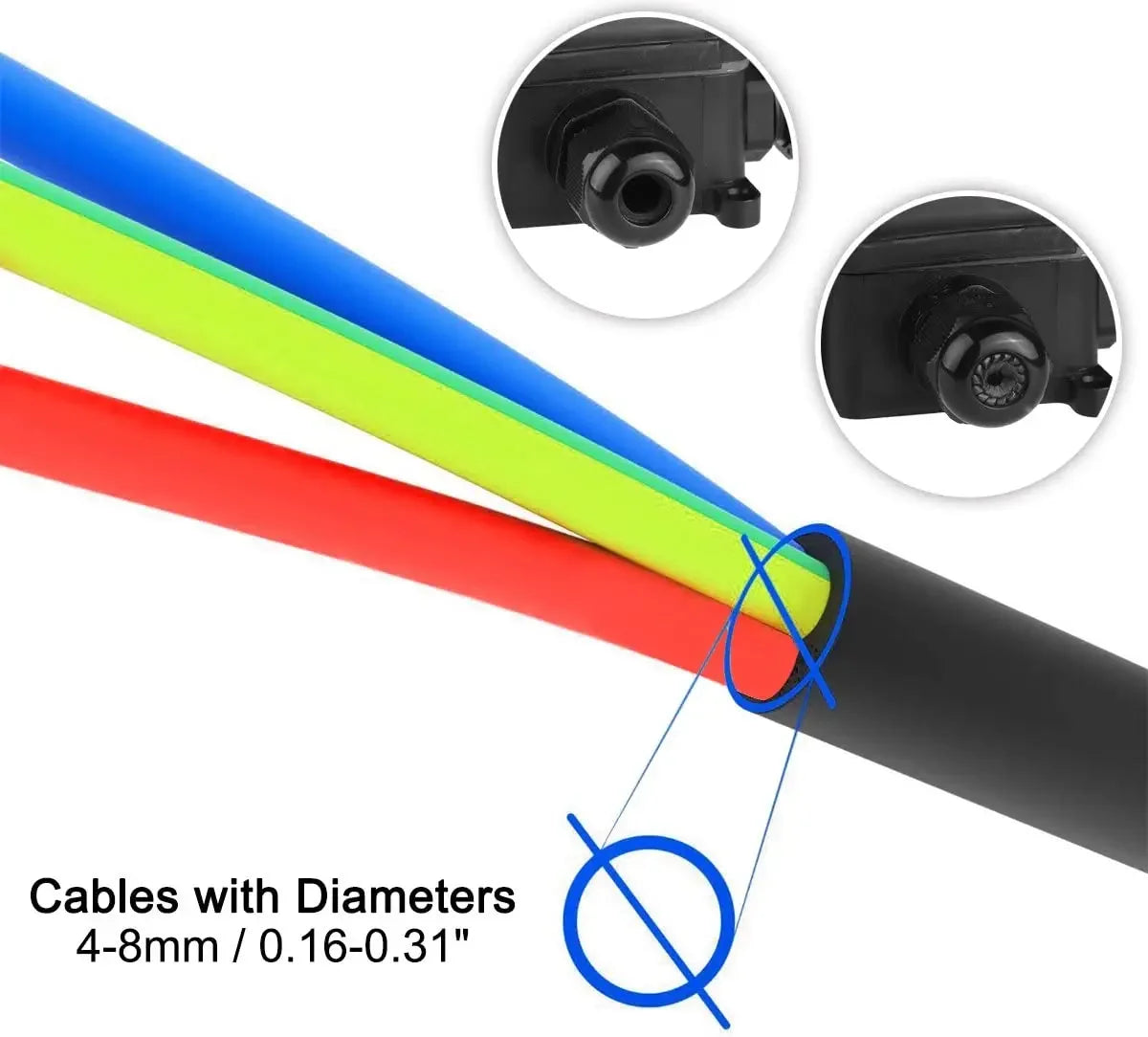 1/2pcs IP65 Waterproof Outdoor External 2 Way PG9 Electrical Underground Cable Wires Power Cord Wiring Junction Box Connector