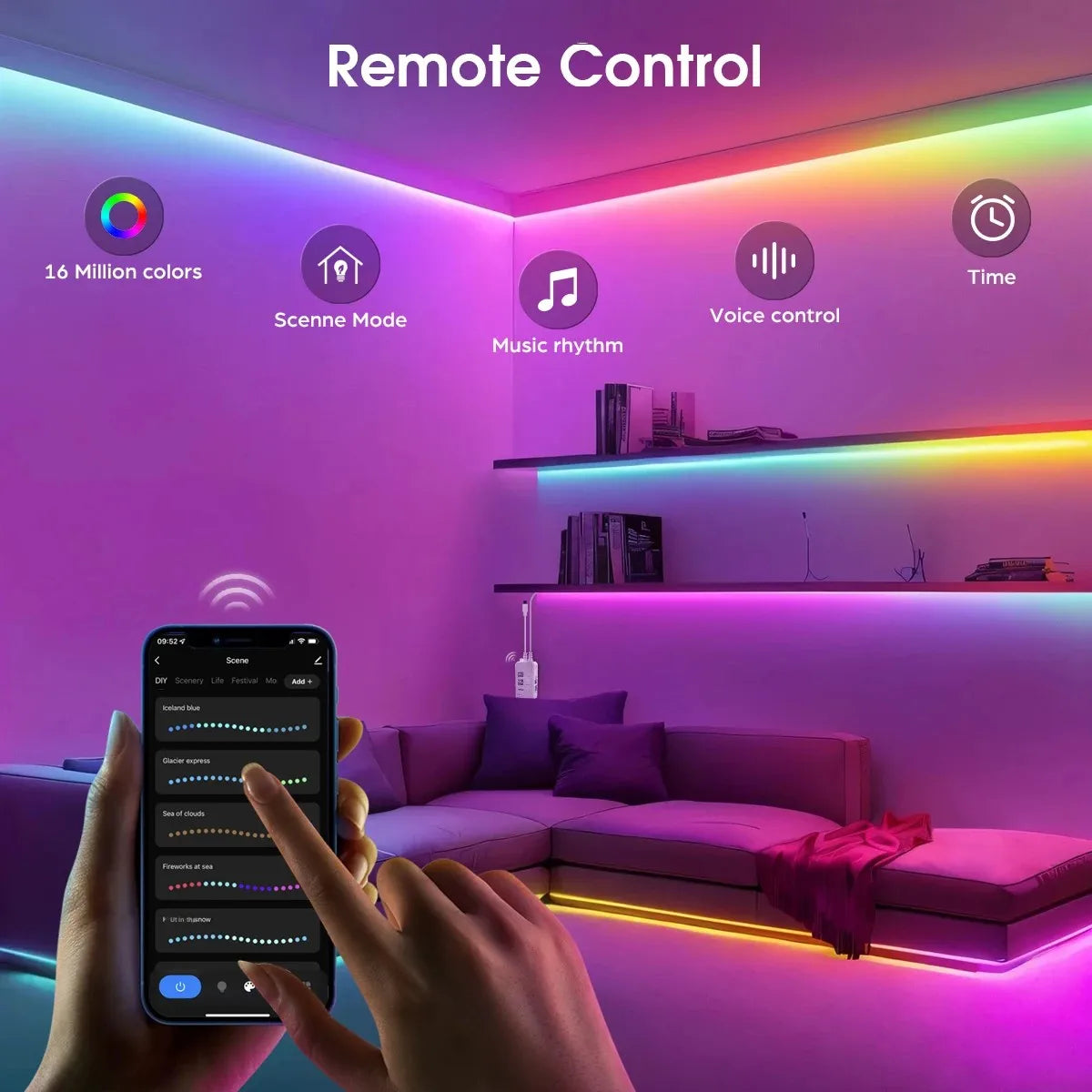 Smart TUYA WS2811 RGB IC Dreamcolor COB LED Strip Light Segment LED Control Music Mode Voice Control Support Alexa Google Home