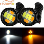2pcs Car Daytime Running Lights White Yellow Eagle Eye LED 12V 5730 6smd Reversing Parking Tail Bulb Turn Signal Lamp Waterproof