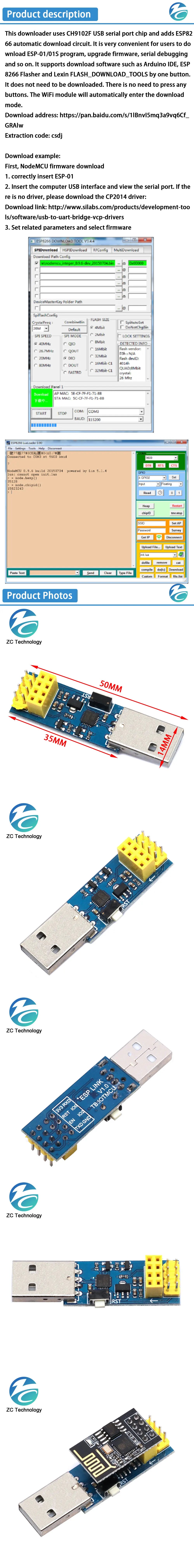 Nodemcu CH9102 ESP-01/ESP-01S WIFI Module Adapter Download Debug Link Kit For Arduino IDE CH9102F USB to ESP8266 DIY Kit