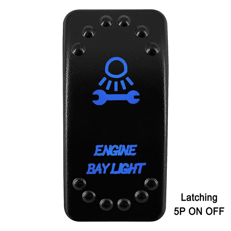 Waterproof Rocker Switch with Blue LED | 12V/24V Latching & Momentary (SPST/ DPDT) | for Marine, UTV, ATV, RZR, Automotive