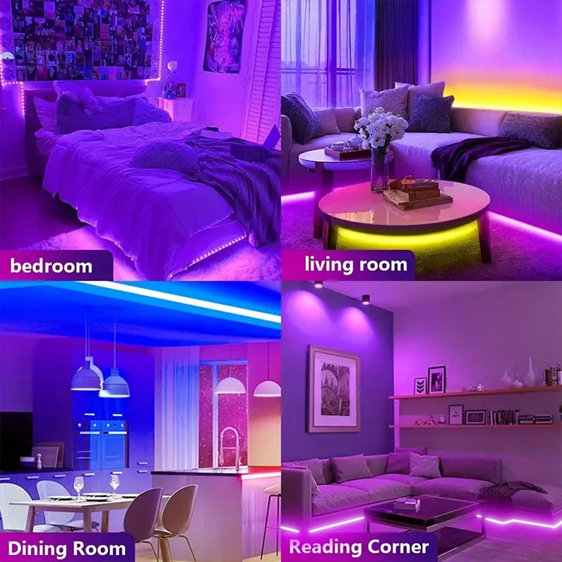 LED Strip Lights RGB 5050 LED Strips Bluetooth APP Control Color Changing DC 12V 30LEDS/M Per Meter For Bedroom Room Kitchen Bar