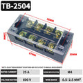 1PCS Flame Retardant TB2504 Terminal Block Strip 25A 600V - Durable Thick Copper Screw Wire Connector for Electrical Panel