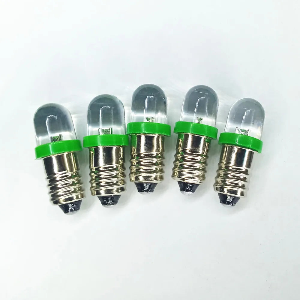 5PCS E10 LED Bulb DC3V DC3.8V DC4.5V DC 6V E10 LED 8V 12V 18V 24V E10 Warm white red blue green yellow
