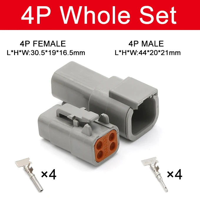 Deutsch Connector DTM Waterproof Automobile Connector With Terminal Male Female Plug&Socket DTM04-2/3/4/6/8/12P DTM06