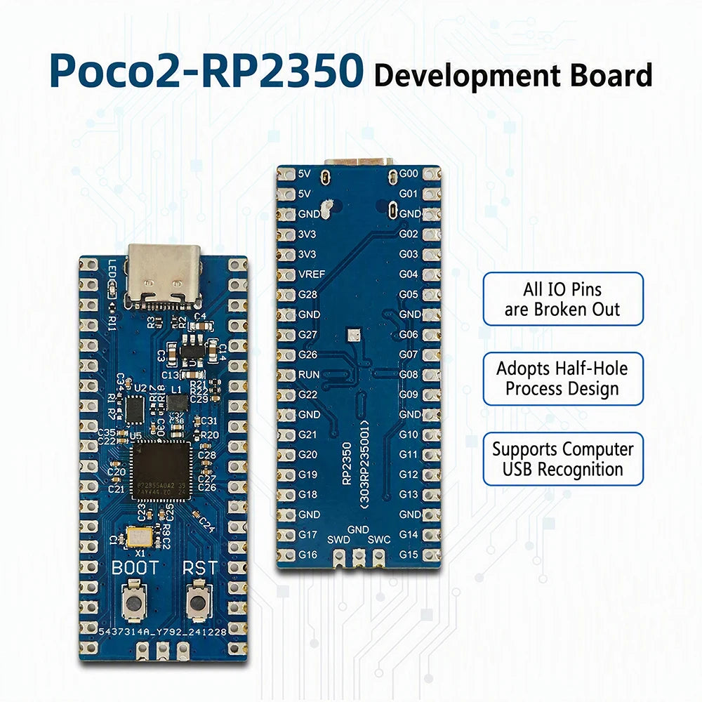 For Raspberry Pi Pico 2 RP2350 USB A Development Board RP2350 Microcontroller Module Type C Interface