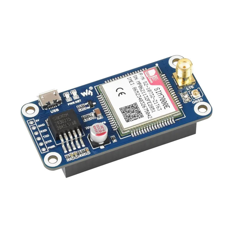 Waveshare SIM7000E NB-IoT / Cat-M / EDGE / GPRS HAT for Raspberry Pi, GNSS, for Europe, Africa, Australia, Southeast Asia