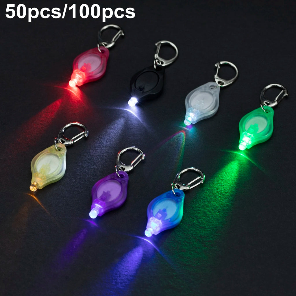1/10/50/100pc/Mini LED Keychain Light White Red Yellow Green Blue Purple Light Flashlight Portable Emergency Lighting Torch Lamp
