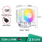 6 Heat Pipes CPU Air Cooler 4Pin PWM PC Procesor Tower Cooler for Intel LGA 1700 1200 1150 1151 1155 2011 X79 X99 1366 AM5 AM4