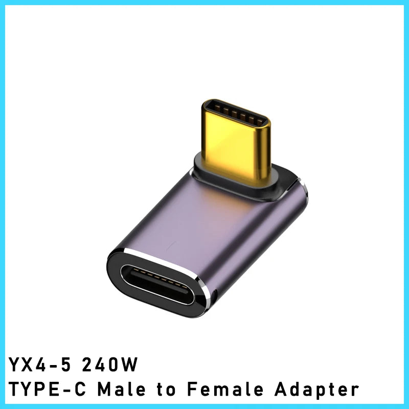 5A Type-C OTG Adapter 240W Fast Charging Data Converter USB4.0 40Gbps Support 8K 60Hz USB C 90/180 Degree Elbow Adapter