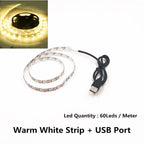USB LED Strips SMD3528 Light 5V Adapter String Christmas Desk Decor Lamp Tape For TV Background Lighting 5V 50CM 1M 2M 3M 4M 5M