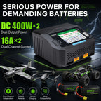 HTRC H6X2AC Dual‑Channel Balance Charger Discharger DC 400W×2 AC 300W 16A×2 for 1S‑6S LiPo Li‑ion LiFe LiHV LTO NiMH NiCd Pb