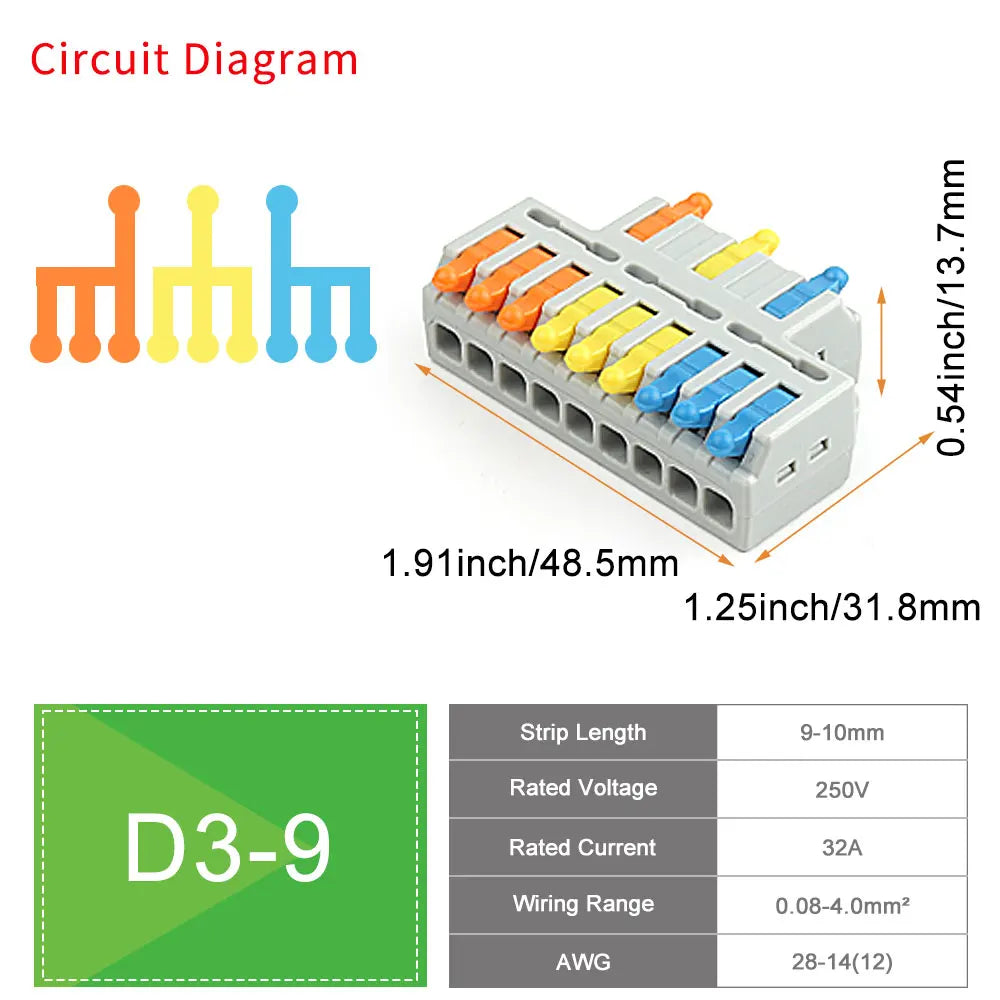 10/50 PCS Universal Compact Mini Fast Wire Connectors Lever Nut Crimp Splitter Electrical Conductors Push-in Home Terminal Block