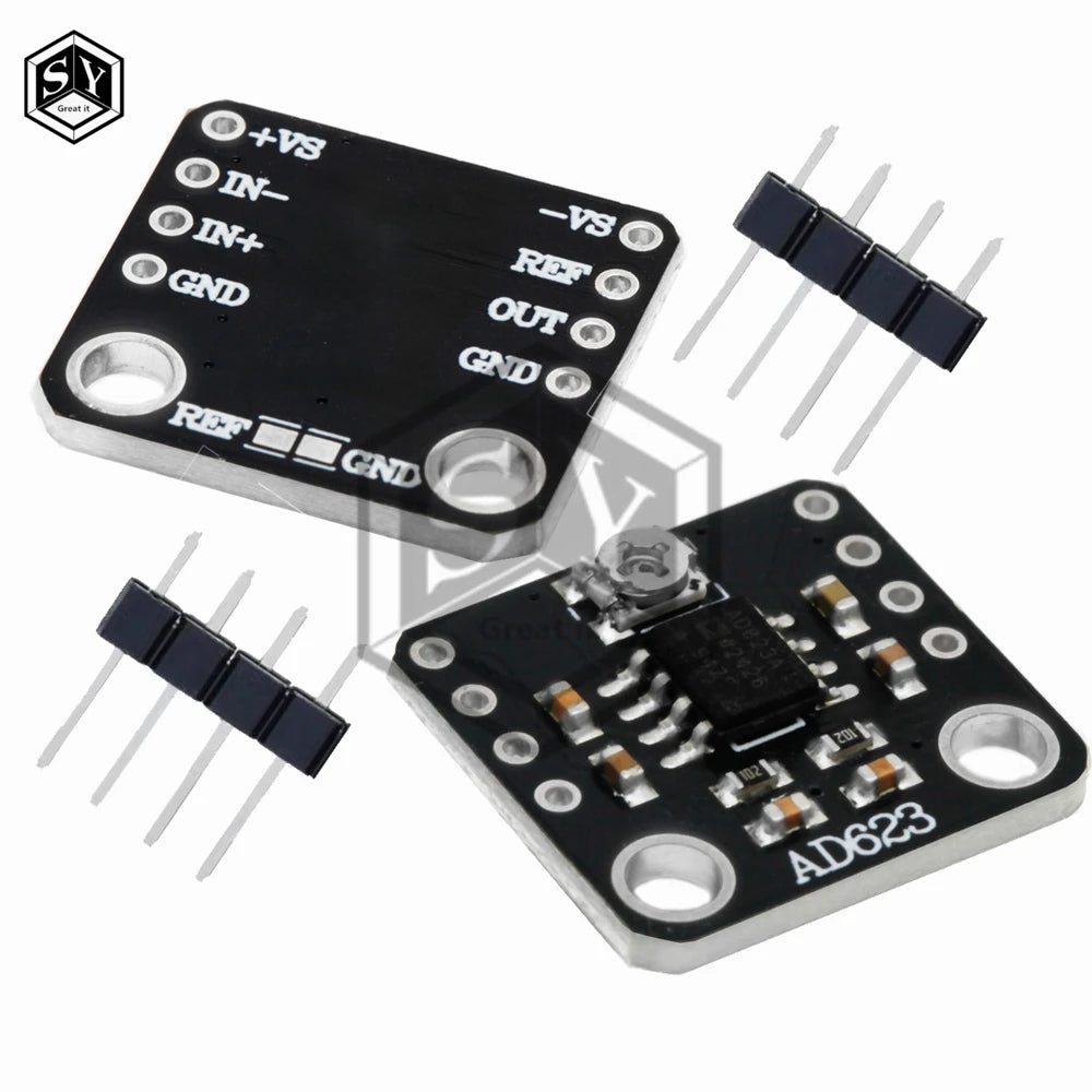 AD623 Instrument Amplifier Board DC 3V 5V 12V Dual Single Power High CMRR Module for Transducer Thermocouple
