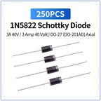 250PCS 1N5822 IN5822 Schottky Diode 3A 40V DO-27 Axial Low Forward Voltage Drop Rectifier Diodes 3 Amp 40 Volt