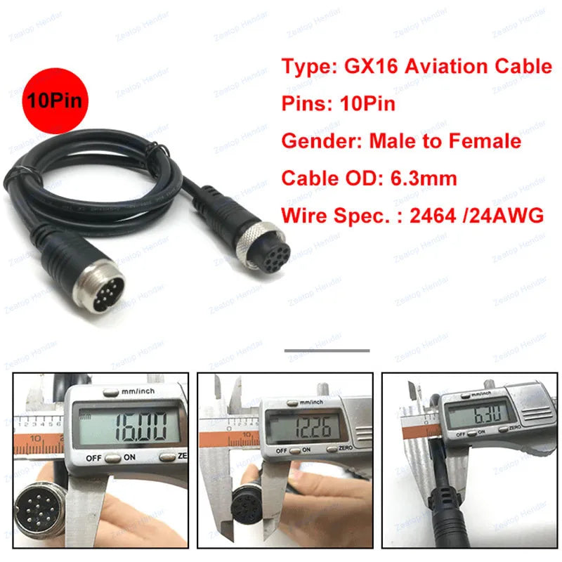 1Pcs GX16 2 3 4 5 6 7 8 10 Pin Male to Female Extension Cable GX-16 Aviation Connector for CCTV Camera Security DVR 1m 2m 5m 10m