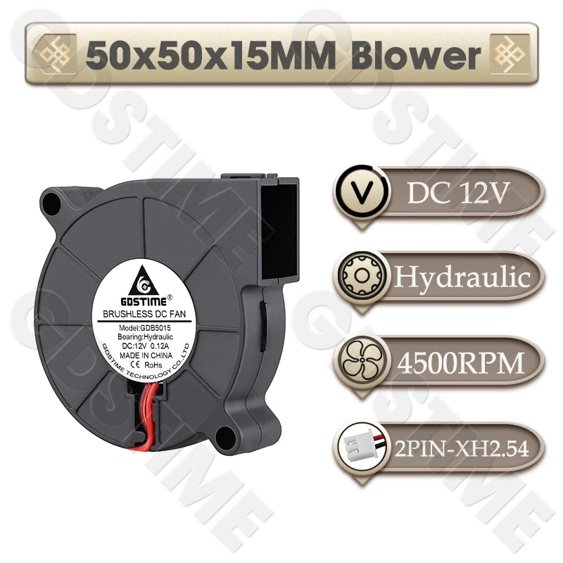 Gdstime 4010 24V Blower 12V 5V Cooler Fan 5015 Radial Fan 50x15MM Turbine Cooling Fan 30MM Micro Fan for 3D Printer Part Cooling