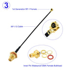 1Pcs IPX-1/IPX-4 Female to Waterproof SMA Female Bulkhead Connector RF0.81/1.13/RG178 Cable 3g 4g WIFI Antenna RF Cable Jumper