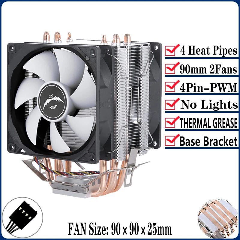 QiuzAim Air-cooled Radiator 2/4/6 Heat Pipe Computer Processor CPU Fan Compatible LGA115x 1200 1700 2011 2066 X79 X99 E5 AM4 AM5