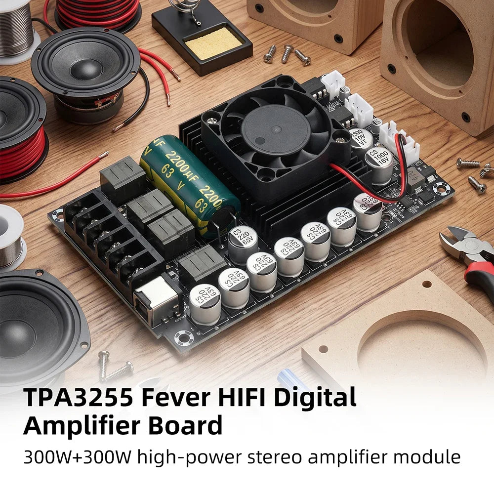 DC 18-55V TPA3255 Fever HIFI Digital Amplifier Board 300W+300W High Power Stereo Amplifier Module