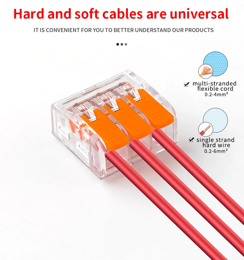 Mini Quick Lever Wire Connector Electrical Splicing Household 2/3/5 Ports Home Lighting Universal Terminal Blocks Led 0.2-6mm²