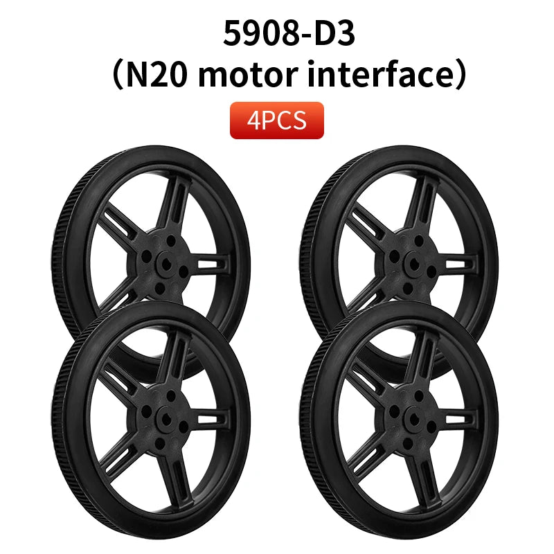 4 PCS 5908 Silicone Tire Wheel Compatible Robot Smart Car N20 TT Motor With 360-degree SG90 MG996R Servo For Arduino Project
