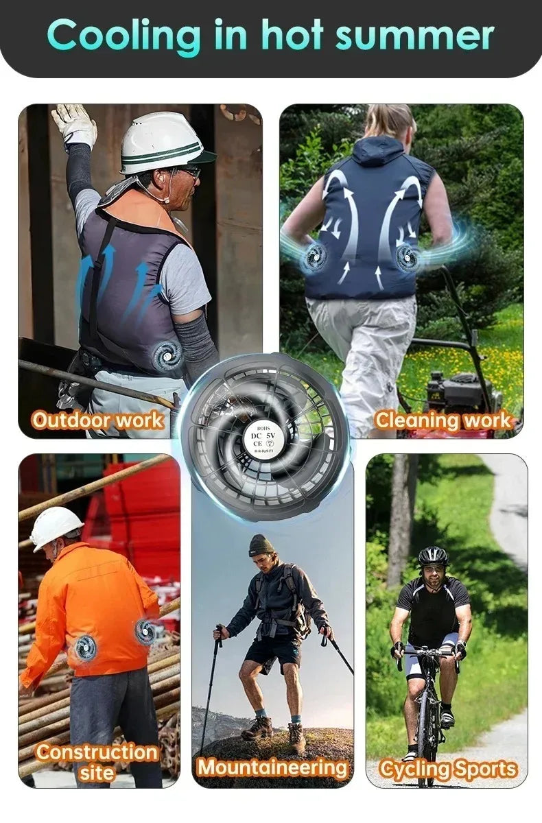 Air Conditioner Vest Cooling Fan 5V or 12V Adjustable Gear High Speed Fan For High Temperature Outdoor Work Fast Cooling DC Fan