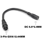 DC 5.5MM To 3-Pin GX16 Connector Cable Adapter High Charging Efficiency For Electric Scooter Bicycle Accessories Convertor