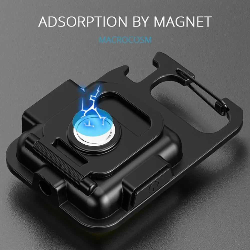 Keychain Light Mini Multifunctional Camping Flashlight USB Rechargeable LED Portable Bright COB Pocket Clip Lantern Outdoor Work