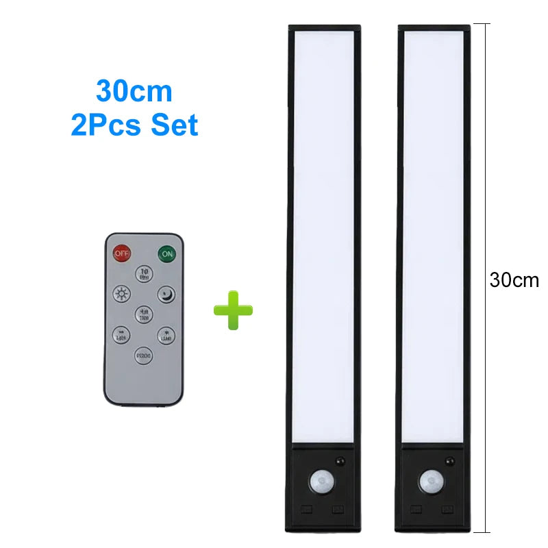 2Pcs Set Ultra-Thin LED under Cabinet Light 20/30cm Magnetic Rechargeable Motion Sensor for Kitchens Closets Workshops