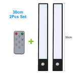 2Pcs Set Ultra-Thin LED under Cabinet Light 20/30cm Magnetic Rechargeable Motion Sensor for Kitchens Closets Workshops