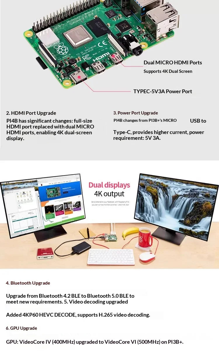 raspberry pi 4 model b 2gb 4gb 8gb ram quad core wifi bluetooth dual hdmi diy programming development board