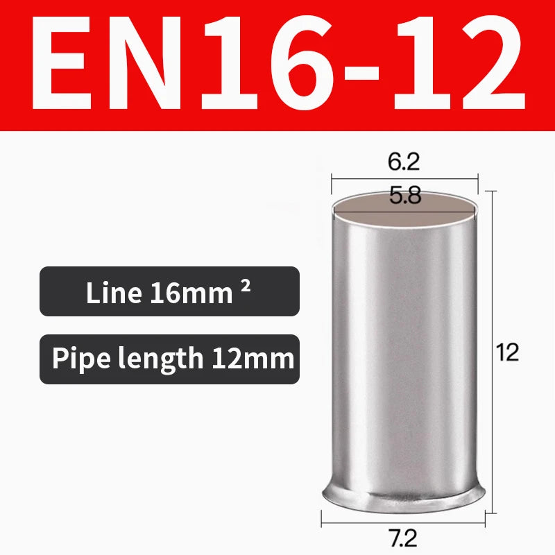 100/200pcs EN tube type plug wire nose cold pressed terminal block copper wire pair connector wiring tube