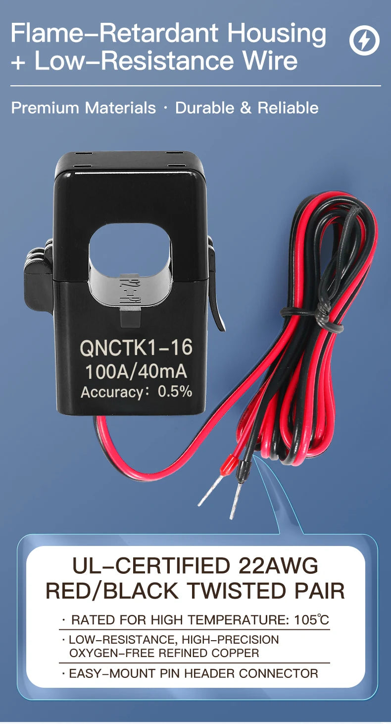 Split Core Current Transformer CT QNCTK1-10 5A 5mA 5A 2.5mA 2000 1 1000 QNCTK1-16 100A 50mA 100A 40mA Clamp Current Sensor