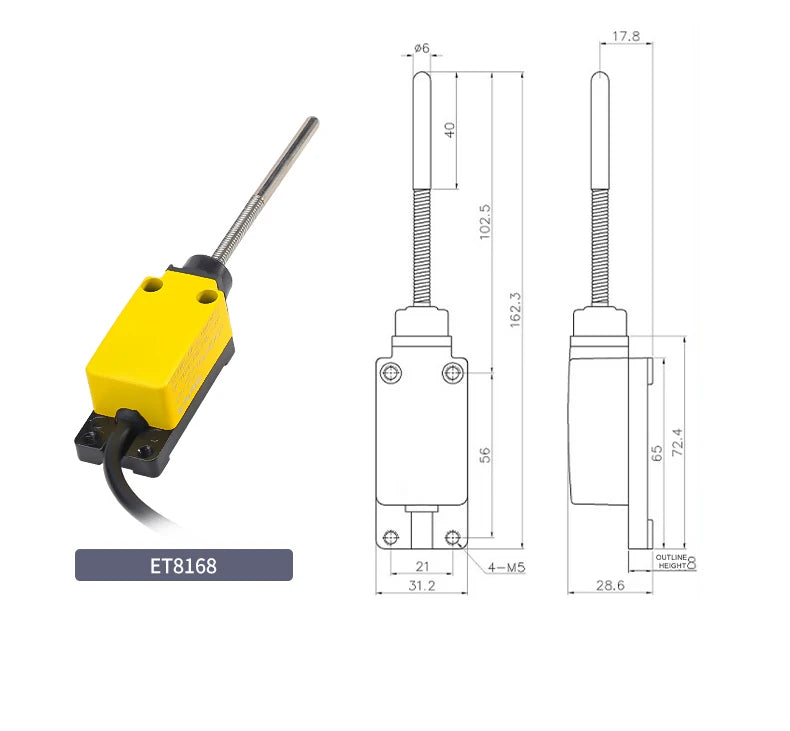 ENMG ET8108-CF IP67 Waterproof Travel Limit Switch Mechanical Position Switch Roller Lever for Industrial Equipment Farm Manure