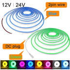 12V 24V LED Neon Light Strip Waterproof Neon Sign 6X12mm Silicone Rope Lights Flexible Lamp Decoration with DC Plug/2pin Wire