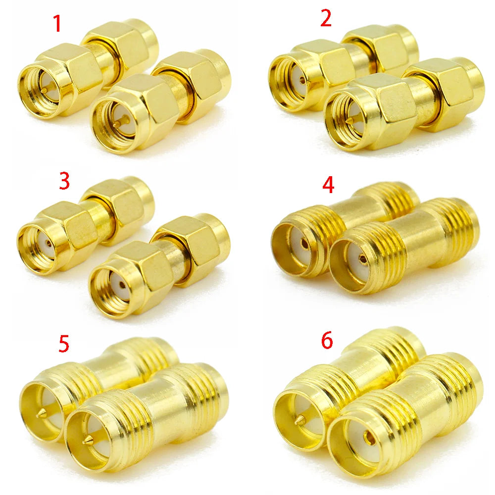 Connector SMA to SMA/ RP-SMA to SMA / RPSMA Male Plug & Female Jack Slide-on Straight RF Coax Adapter Connector for WIFI Antenna