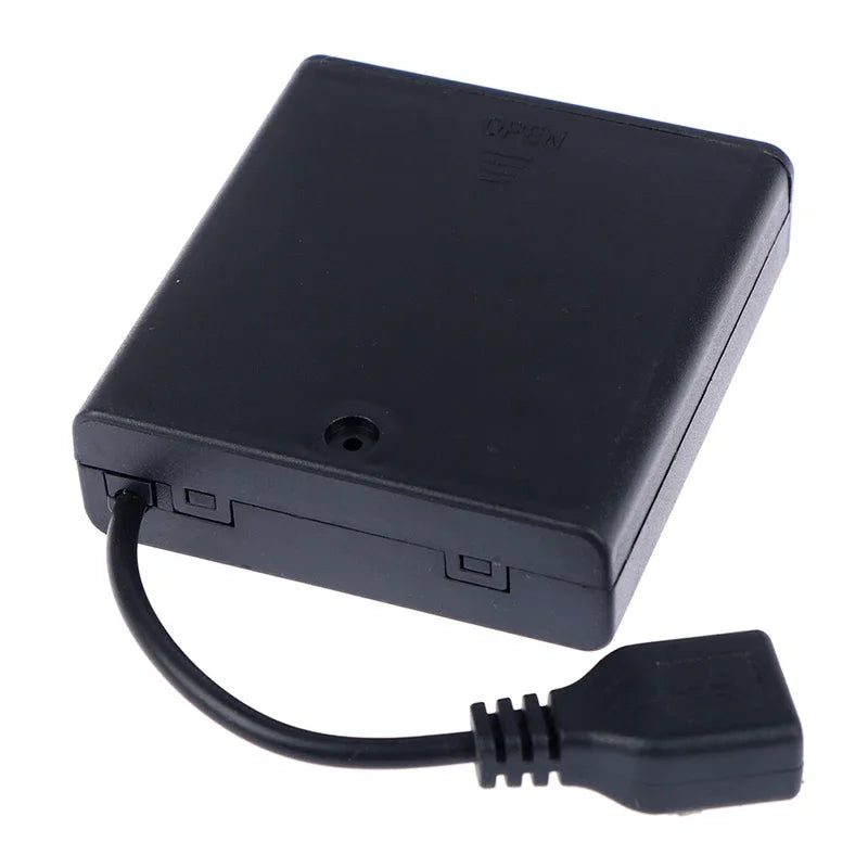 1/2PC 4XAA USB Battery Box For 5V LED Strip Lights USB Mini Power Supply Battery Box With Cover And Switch