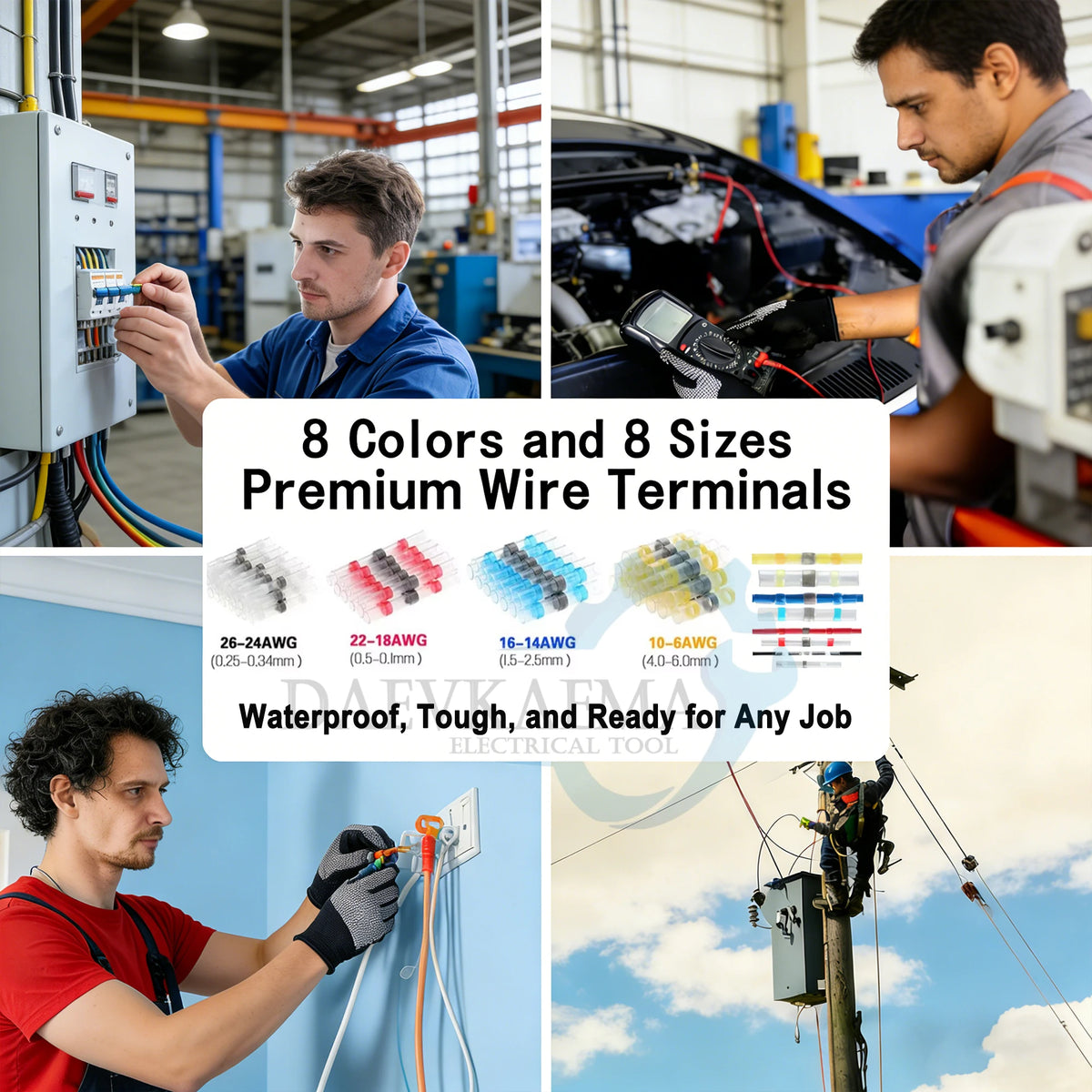 Blue Heat Shrink Solder Seal Wire Connectors Kit Waterproof Butt Connector Heat Shrink Electrical Terminals or Marine Automotive
