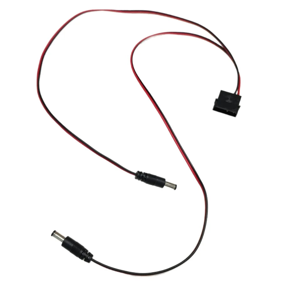 Computer IDE Molex Male To 2-Port DC 5.5*2.1 5.5mm X 2.1mm Converter Adapter Power Supply Cable 6.6A 12V 18AWG Wire 50cm